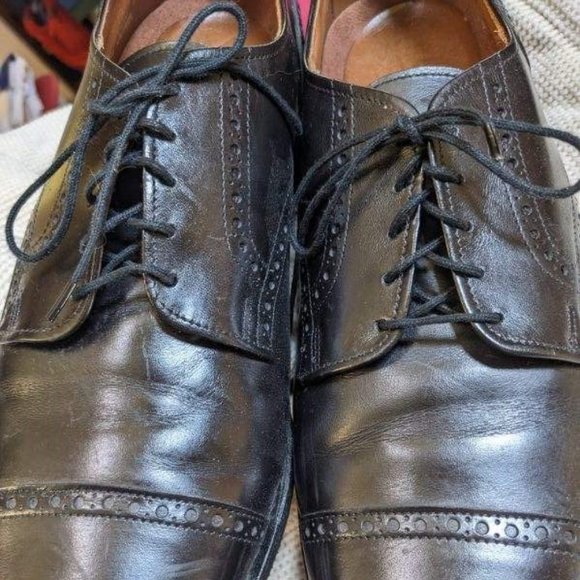 Leather Dress Shoes - Fine Men's Brogue Cap-Toe Oxfords, Top Quality - Picture 8 of 15